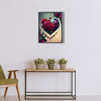 Rose Love Spider Web - Full Round Drill Diamond Painting 30*40CM