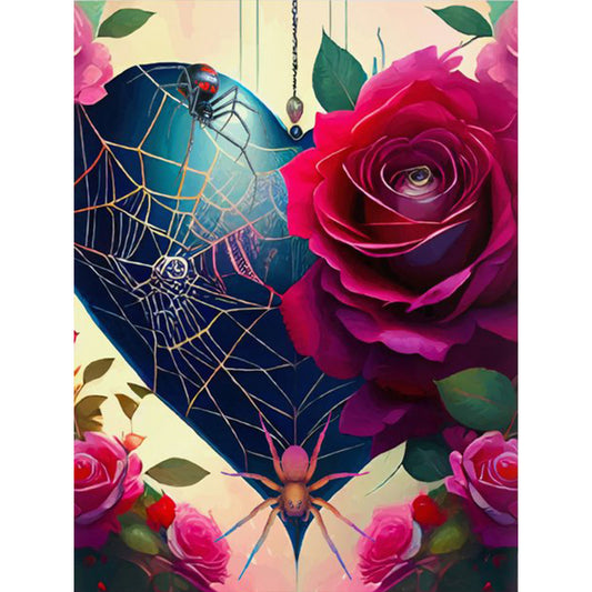 Rose Love Spider Web - Full Round Drill Diamond Painting 30*40CM