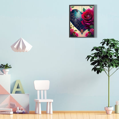 Rose Love Spider Web - Full Round Drill Diamond Painting 30*40CM