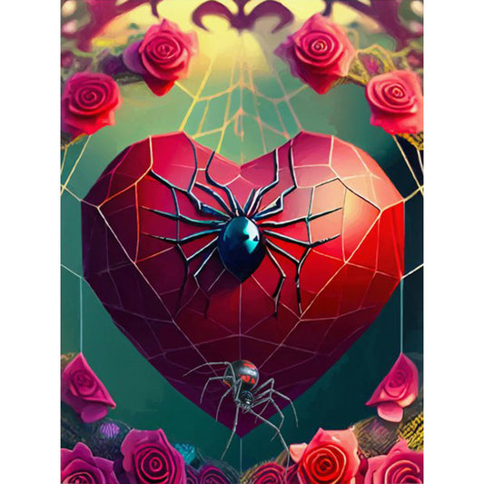 Rose Love Spider Web - Full Round Drill Diamond Painting 30*40CM