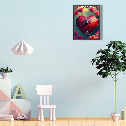 Rose Love Spider Web - Full Round Drill Diamond Painting 30*40CM