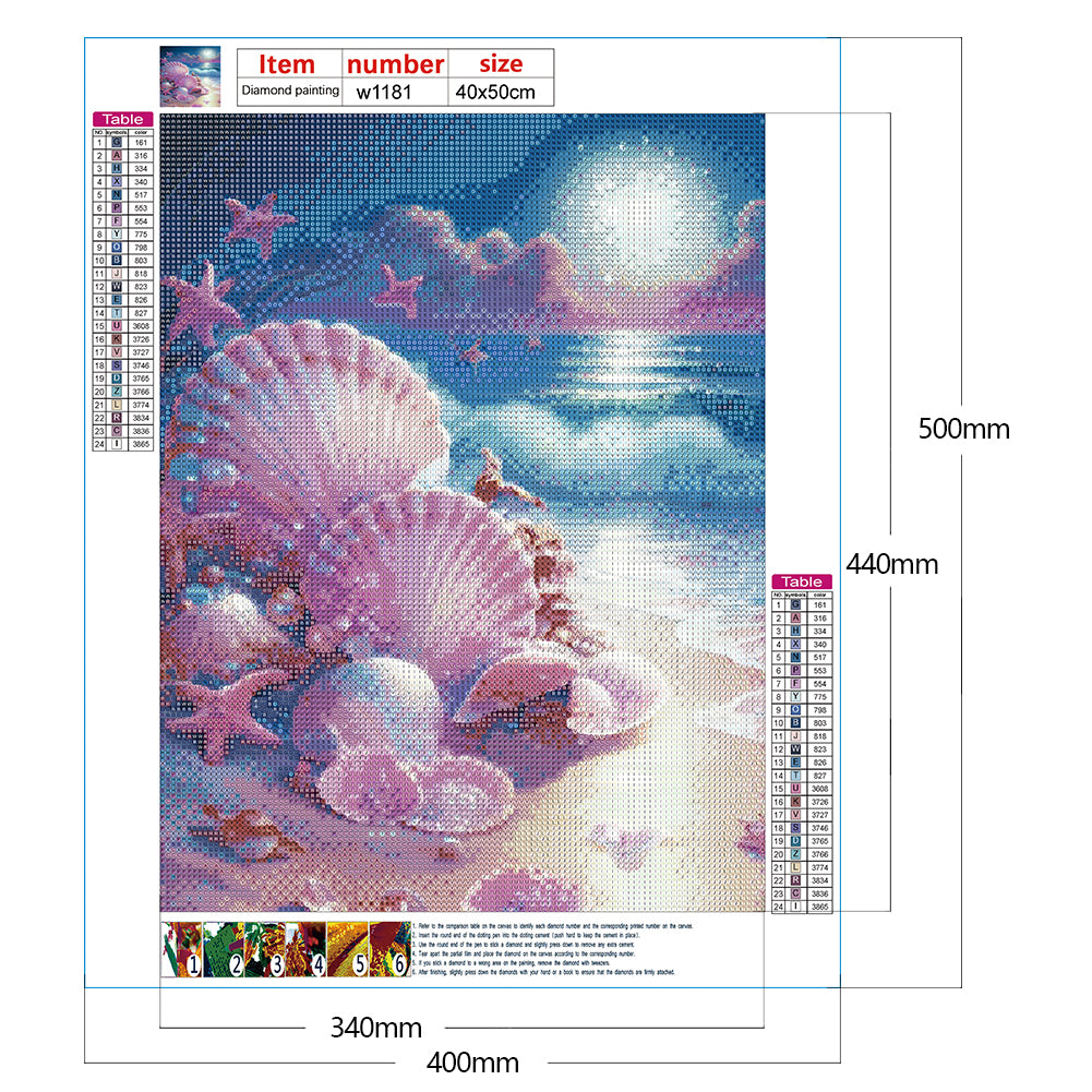 Beach Shells - Full Round Drill Diamond Painting 40*50CM