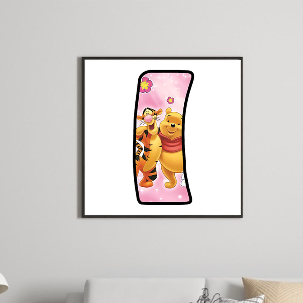 Pooh Letter I - Full Round Drill Diamond Painting 30*30CM