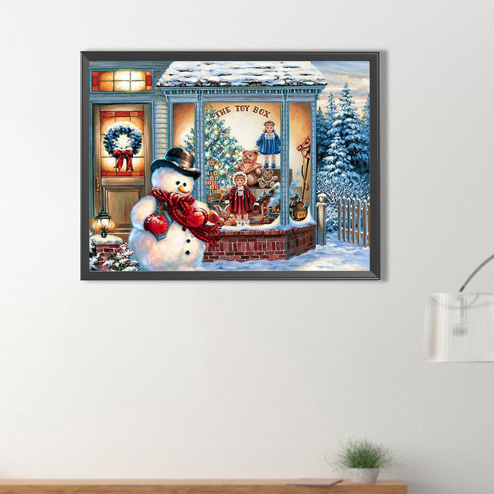 Christmas Snowman - Full Round Drill Diamond Painting 40*30CM