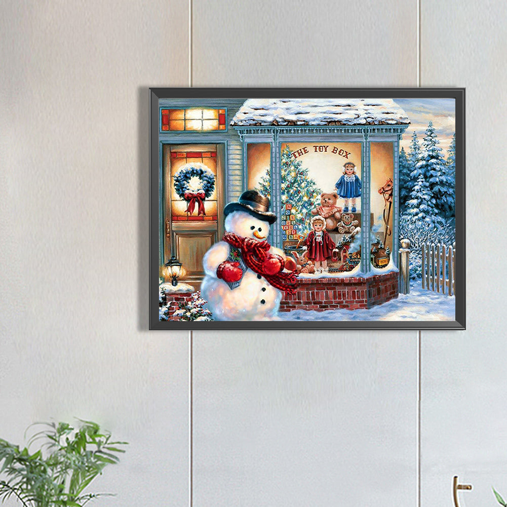 Christmas Snowman - Full Round Drill Diamond Painting 40*30CM