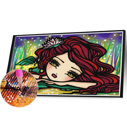 Curly Hair Girl - Full Round Drill Diamond Painting 40*30CM