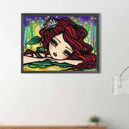 Curly Hair Girl - Full Round Drill Diamond Painting 40*30CM