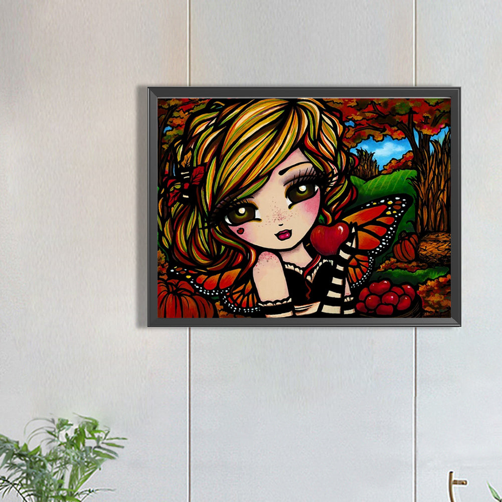 Curly Hair Girl - Full Round Drill Diamond Painting 40*30CM