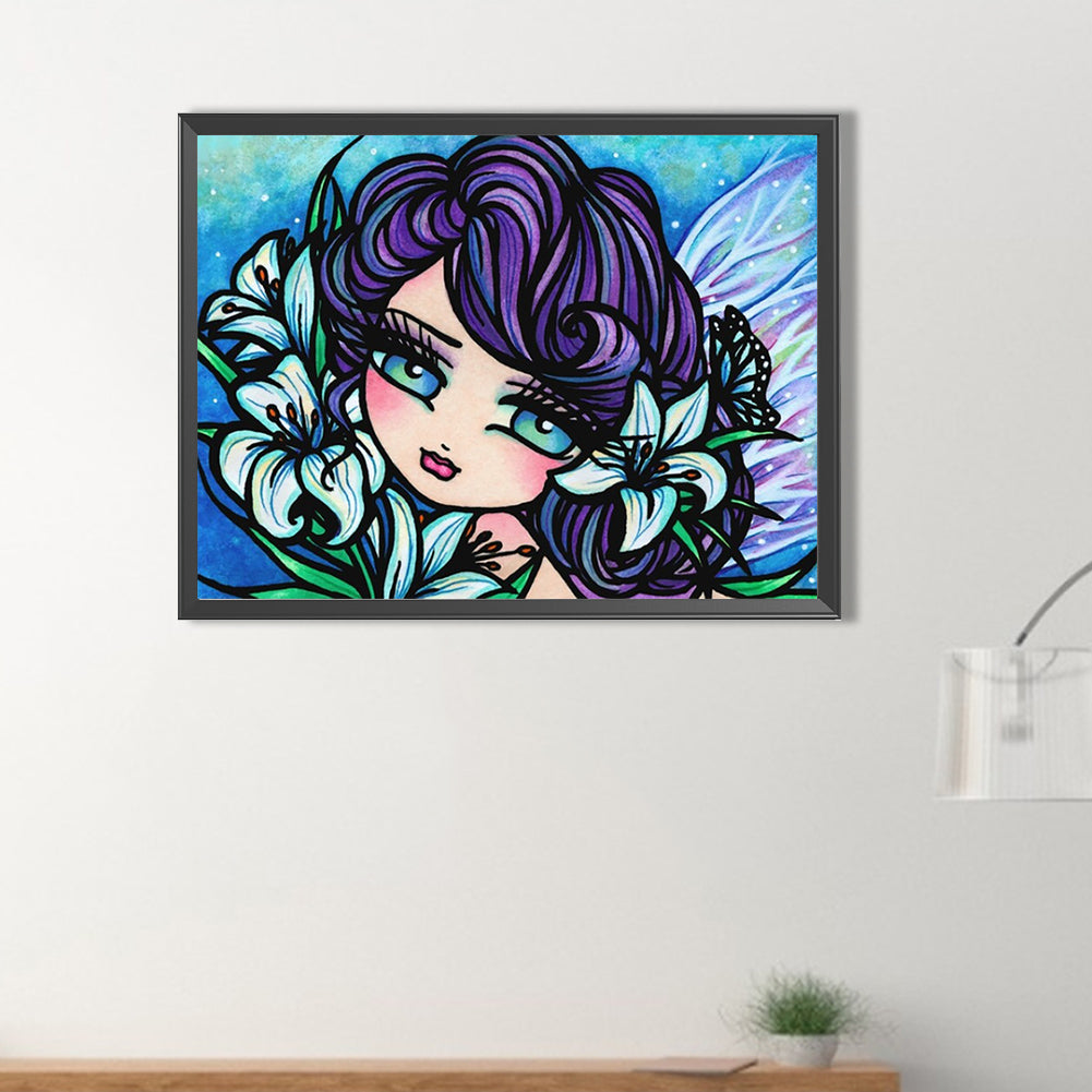 Curly Hair Girl - Full Round Drill Diamond Painting 40*30CM