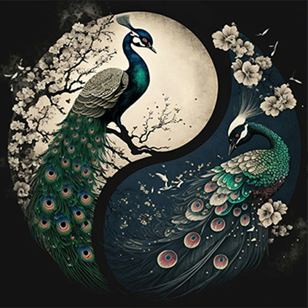 Peacock Yin Yang Diagram - Full Round Drill Diamond Painting 40*40CM