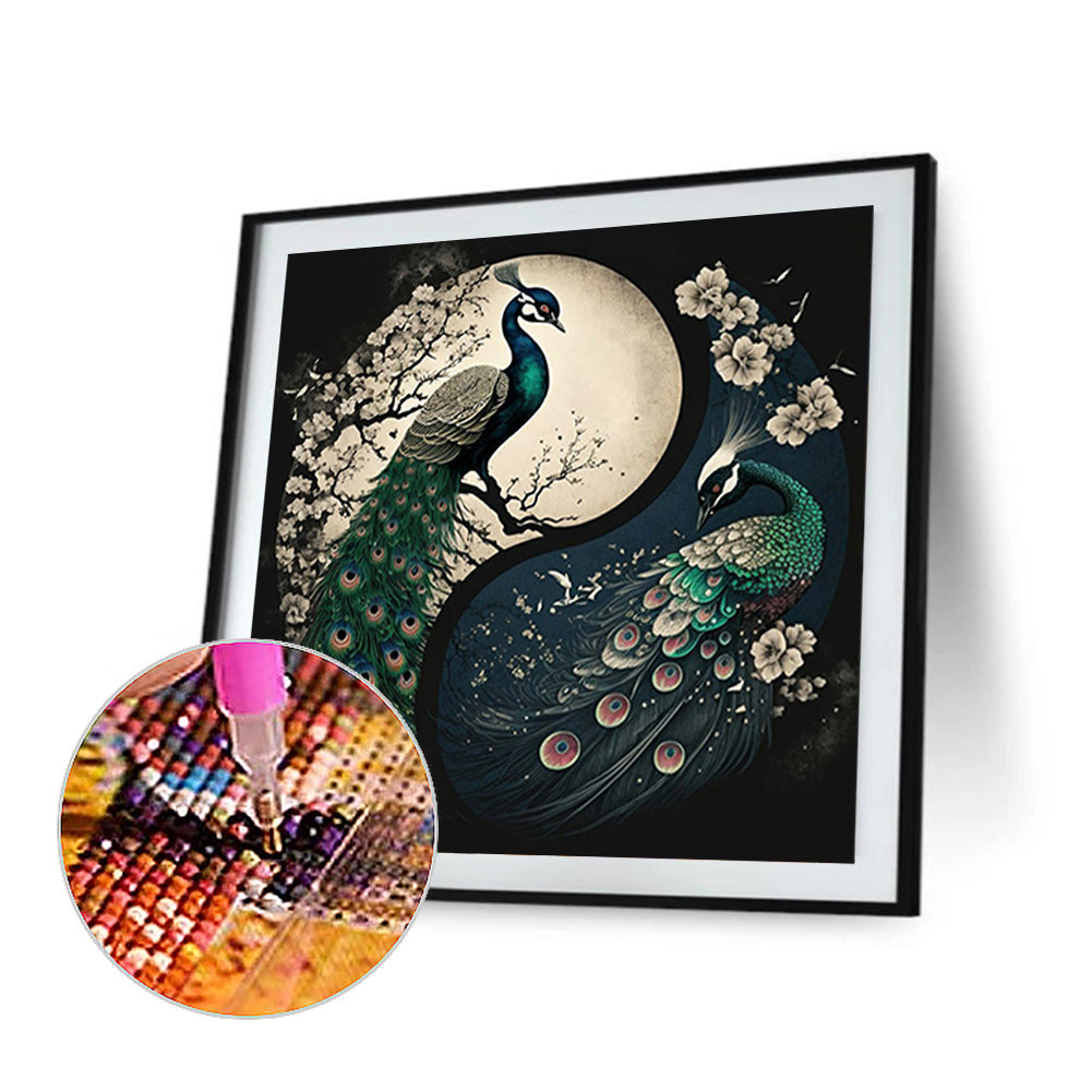 Peacock Yin Yang Diagram - Full Round Drill Diamond Painting 40*40CM