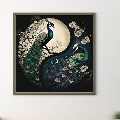 Peacock Yin Yang Diagram - Full Round Drill Diamond Painting 40*40CM