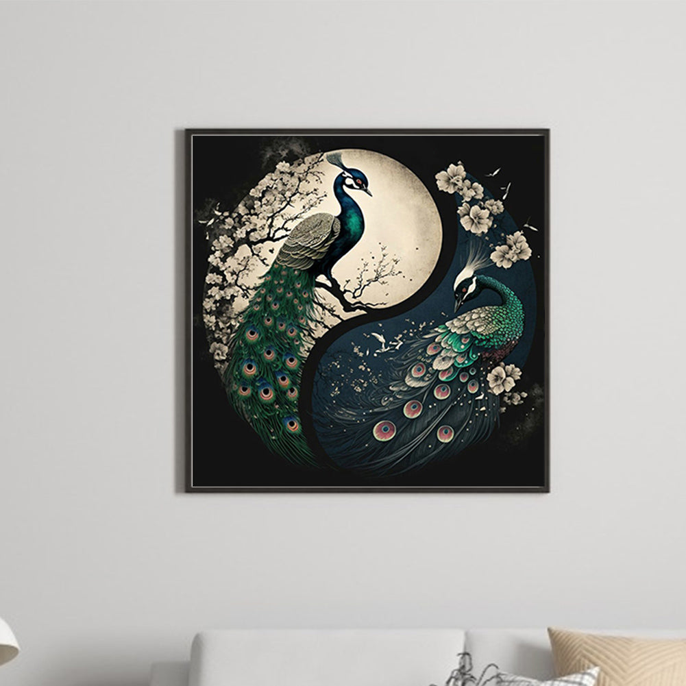 Peacock Yin Yang Diagram - Full Round Drill Diamond Painting 40*40CM