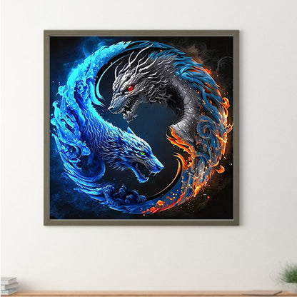 Dragon Yin Yang Diagram - Full Round Drill Diamond Painting 50*50CM