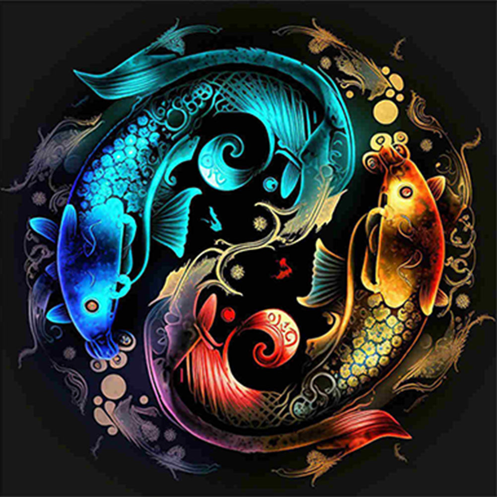 Pisces Yin And Yang Chart - Full Square Drill Diamond Painting 30*30CM