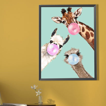 Giraffe Blowing Bubbles - Full Round Drill Diamond Painting 30*40CM