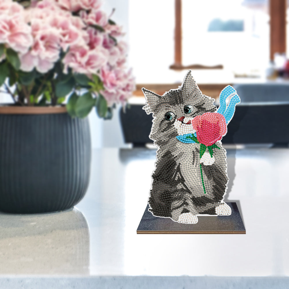 DIY Crystal Diamond Ornament Art Crafts Wooden Point Drilling Ornament Kids Gift