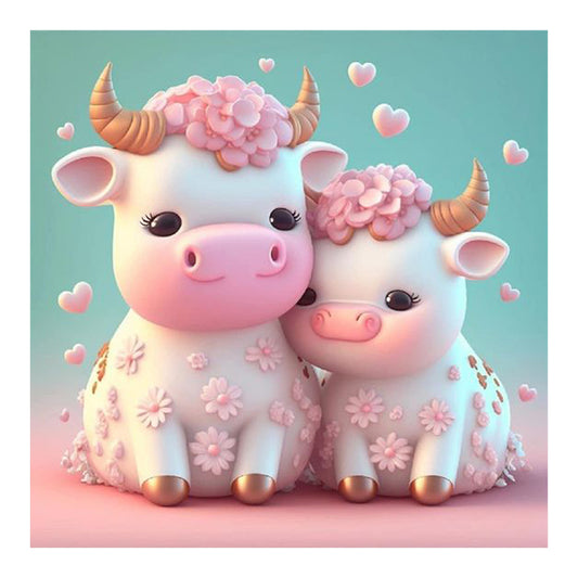 Cartoon Little Cow - Full Round Drill Diamond Painting 30*30CM