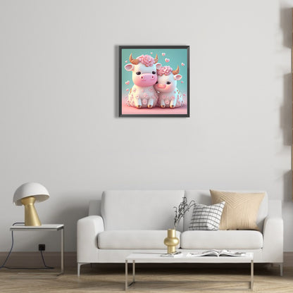 Cartoon Little Cow - Full Round Drill Diamond Painting 30*30CM