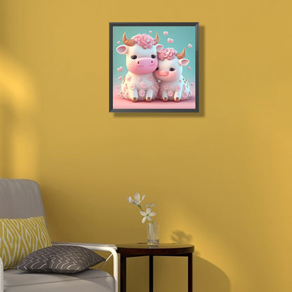 Cartoon Little Cow - Full Round Drill Diamond Painting 30*30CM