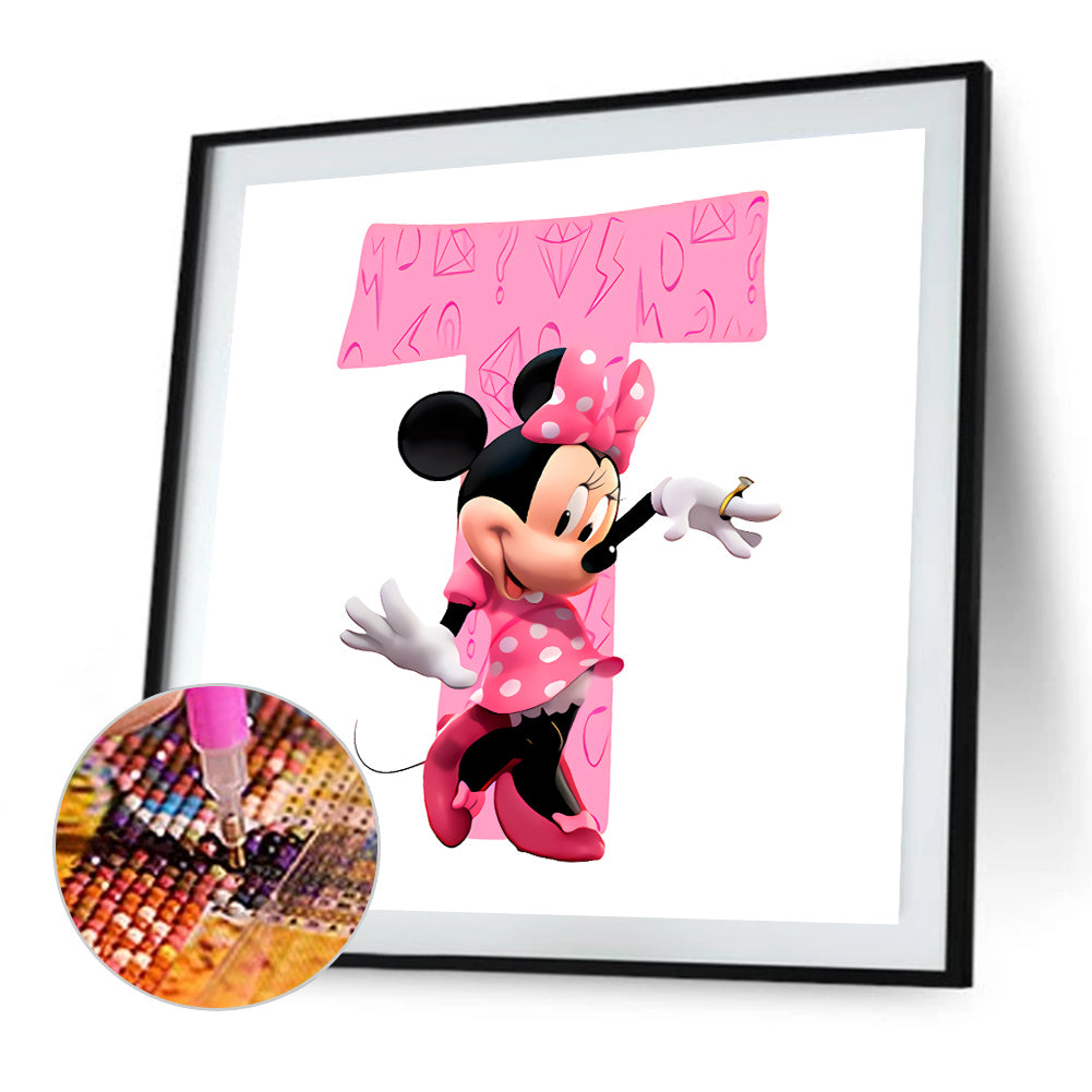 Minnie Letter T - Full Round Drill Diamond Painting 30*30CM