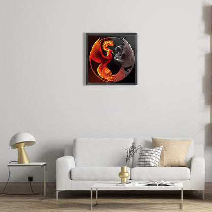Phoenix Yin And Yang Diagram - Full Round Drill Diamond Painting 30*30CM