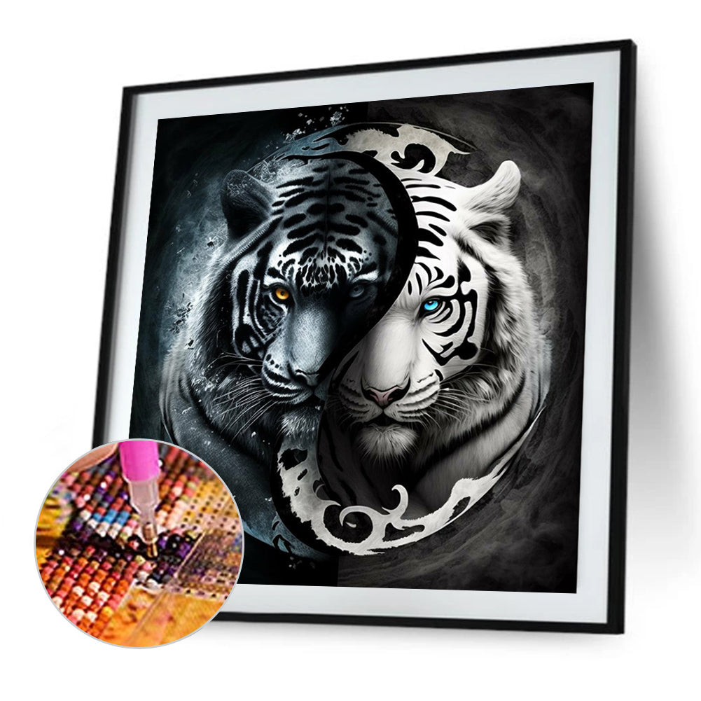 Tiger Yin Yang Diagram - Full Round Drill Diamond Painting 35*35CM