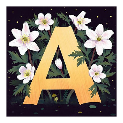 Flower Letter A - Full Round Drill Diamond Painting 40*40CM
