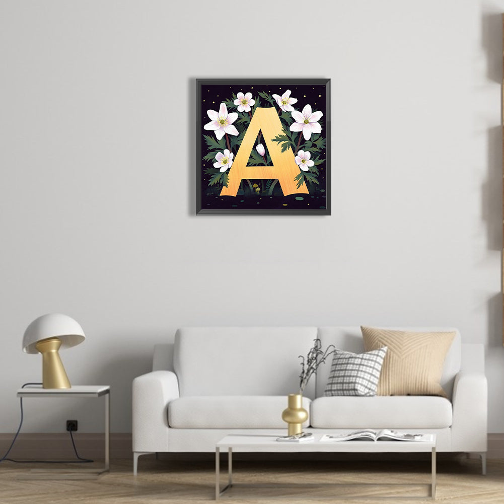 Flower Letter A - Full Round Drill Diamond Painting 40*40CM