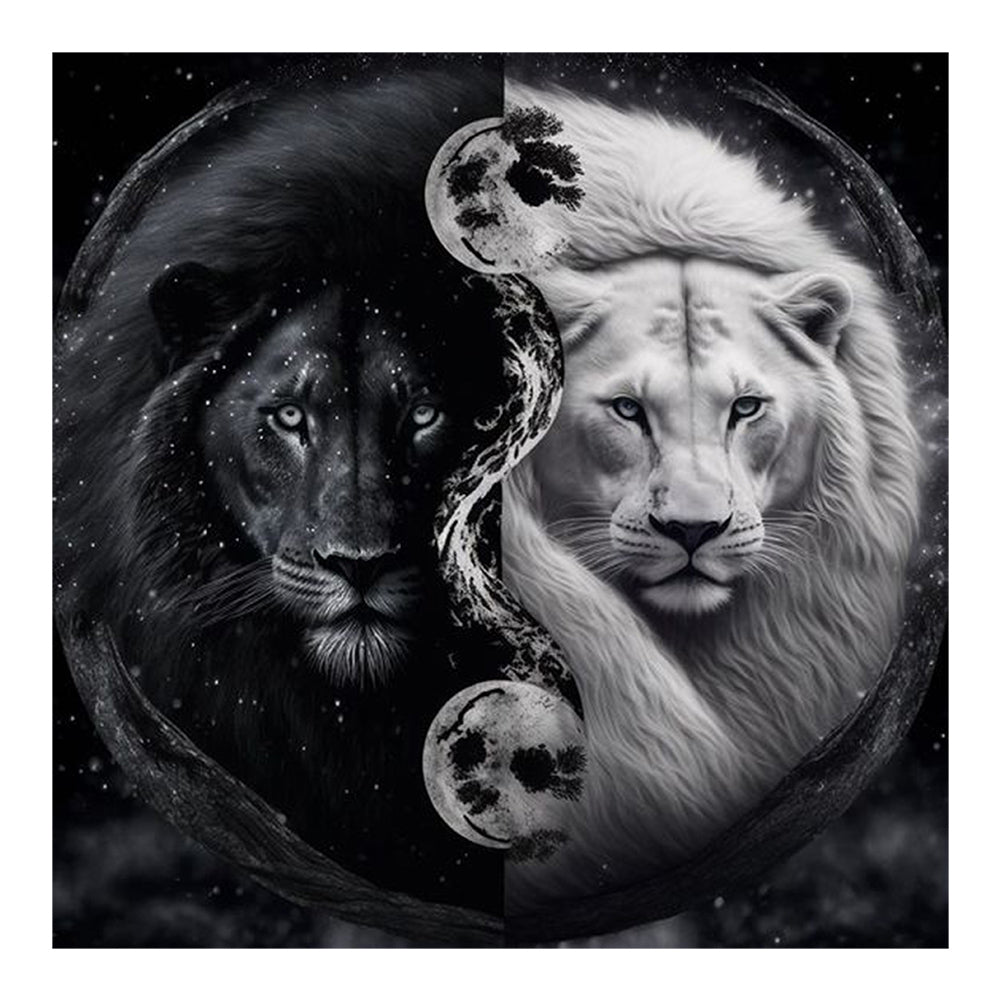 Lion Yin Yang Diagram - Full Round Drill Diamond Painting 50*50CM