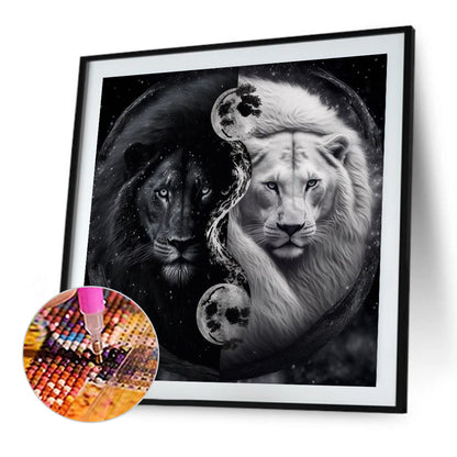 Lion Yin Yang Diagram - Full Round Drill Diamond Painting 50*50CM