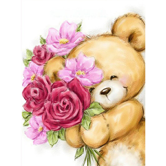 Flower Bear - Full Round Drill Diamond Painting 30*40CM