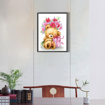 Flower Bear - Full Round Drill Diamond Painting 30*40CM