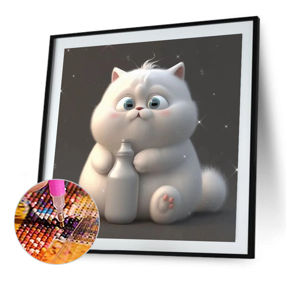 Happy Little Fat Cat - Full Round Drill Diamond Painting 30*30CM