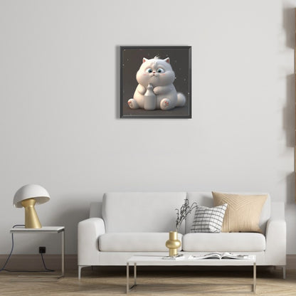 Happy Little Fat Cat - Full Round Drill Diamond Painting 30*30CM