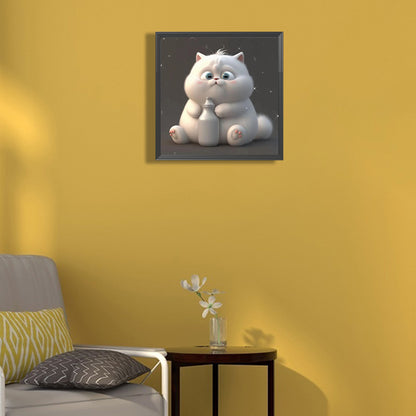 Happy Little Fat Cat - Full Round Drill Diamond Painting 30*30CM