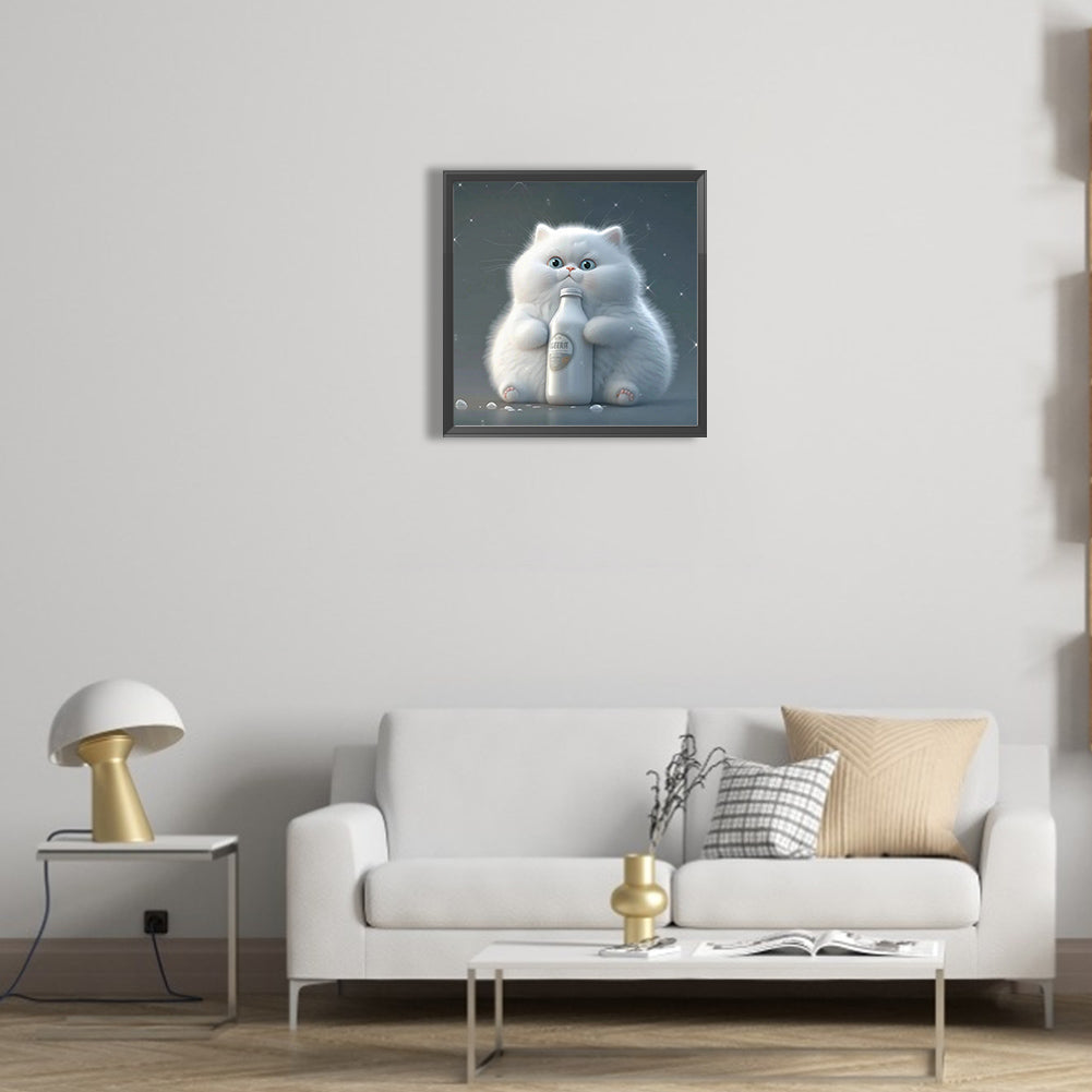 Happy Little Fat Cat - Full Round Drill Diamond Painting 30*30CM