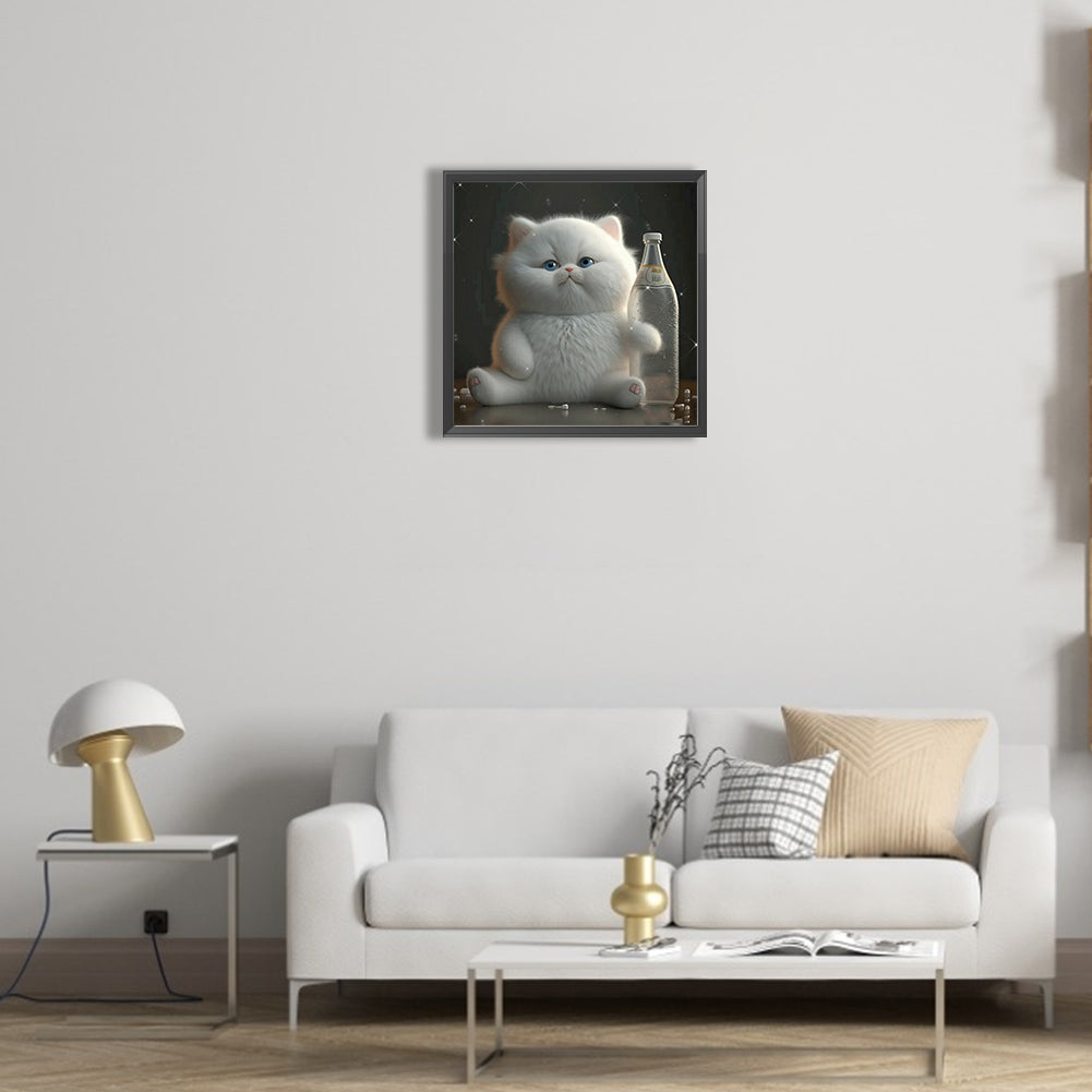 Happy Little Fat Cat - Full Round Drill Diamond Painting 30*30CM