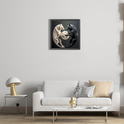 Wolf Yin Yang Diagram - Full Round Drill Diamond Painting 30*30CM