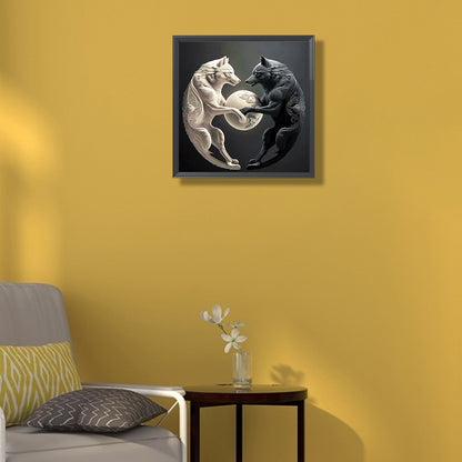 Wolf Yin Yang Diagram - Full Round Drill Diamond Painting 30*30CM