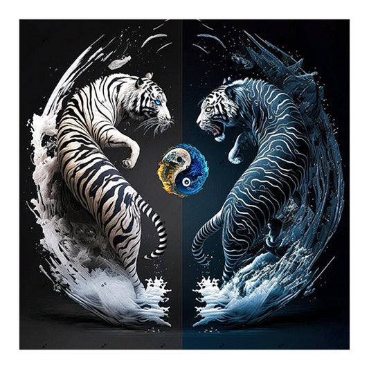 Tiger Yin Yang Diagram - Full Round Drill Diamond Painting 30*30CM