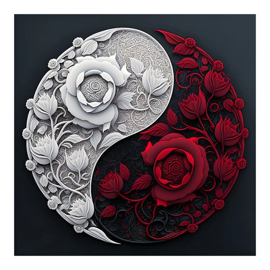 Rose Yin Yang Chart - Full Round Drill Diamond Painting 30*30CM