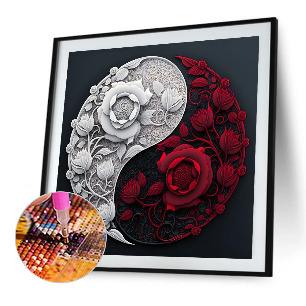 Rose Yin Yang Chart - Full Round Drill Diamond Painting 30*30CM