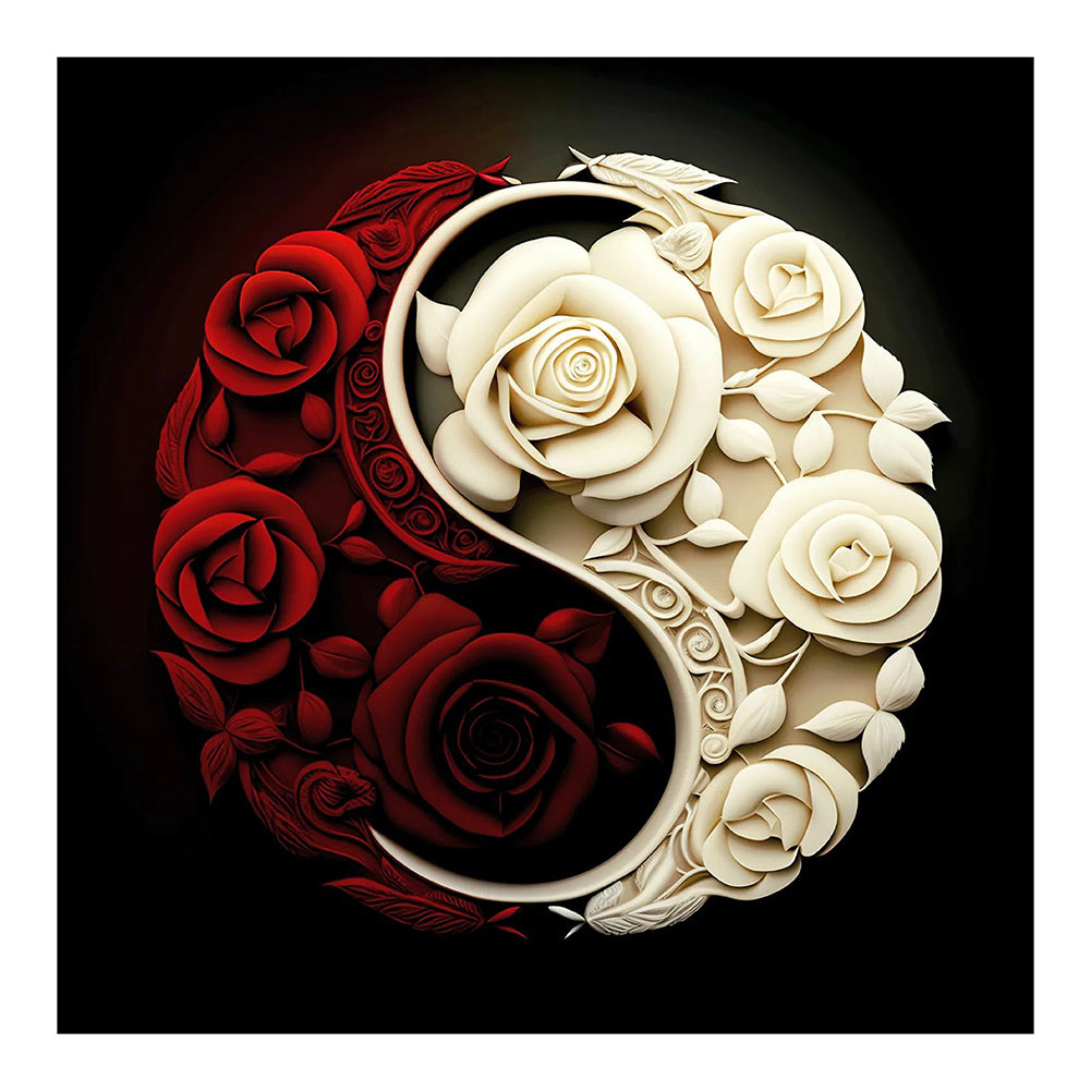 Rose Yin Yang Chart - Full Round Drill Diamond Painting 30*30CM