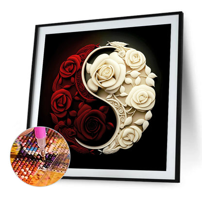 Rose Yin Yang Chart - Full Round Drill Diamond Painting 30*30CM