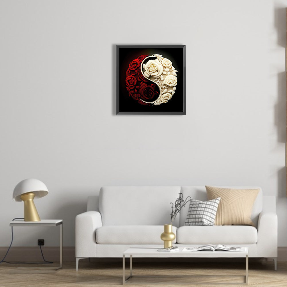 Rose Yin Yang Chart - Full Round Drill Diamond Painting 30*30CM