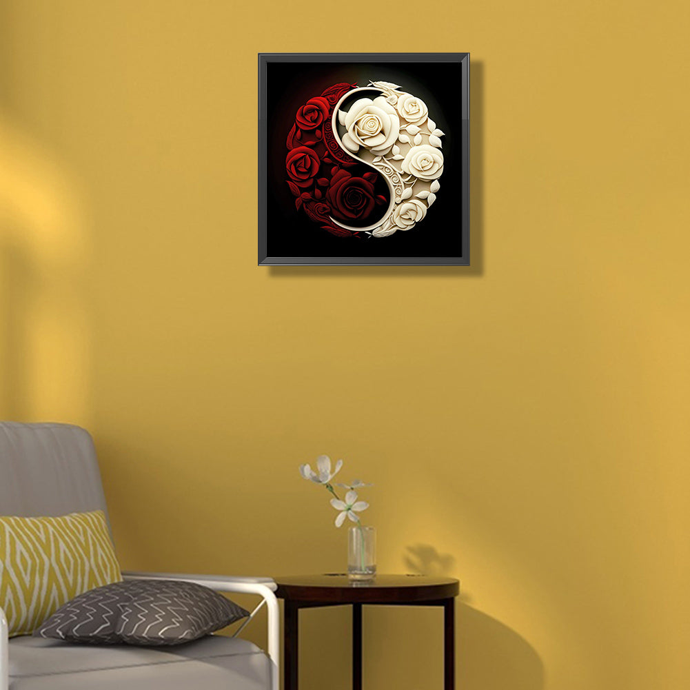 Rose Yin Yang Chart - Full Round Drill Diamond Painting 30*30CM