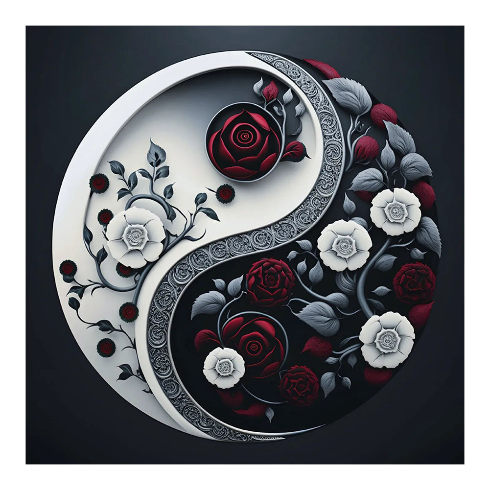 Rose Yin Yang Chart - Full Round Drill Diamond Painting 30*30CM