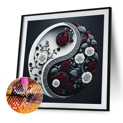 Rose Yin Yang Chart - Full Round Drill Diamond Painting 30*30CM