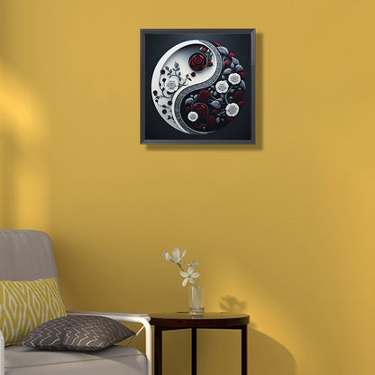 Rose Yin Yang Chart - Full Round Drill Diamond Painting 30*30CM